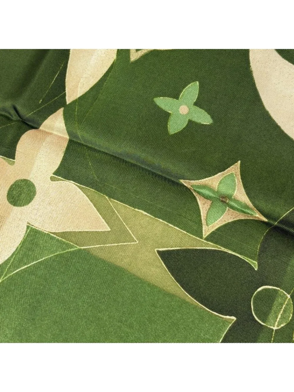 Louis Vuitton Scarf Monogram Silk Green Beige